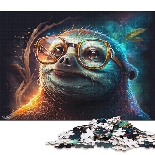 Puzzle für Erwachsene, buntes Faultier mit Brille, 1000-teiliges Puzzle, Kartonpuzzle für Erwachsene und Kinder ab 12 Jahren, anspruchsvolle Puzzles für Erwachsene 38x26cm/1000 Teile von LiJianXXO