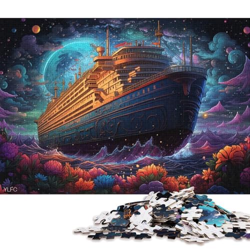 Puzzle für Erwachsene, buntes Schiff, 1000-teiliges Puzzle für Erwachsene, Holzpuzzle für Erwachsene und Kinder, Spielzeug-Wanddekoration 75x50cm/1000 Teile von LiJianXXO