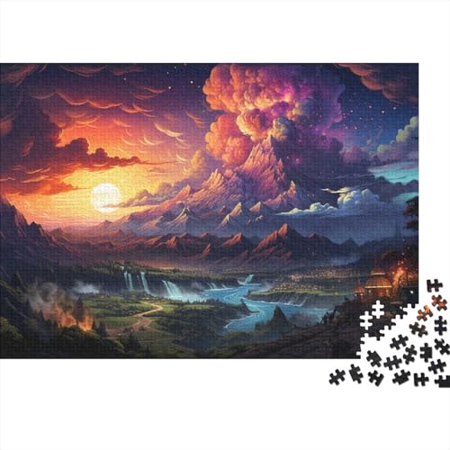 Puzzle für Erwachsene, farbenfrohe Psychedelia kosmischer Vulkane, Puzzle 1000 Teile für Erwachsene und Kinder von Wood Puzzle für Erwachsene, Familien- und Heimdekoration, Größe 50 x 75 cm von LiJianXXO