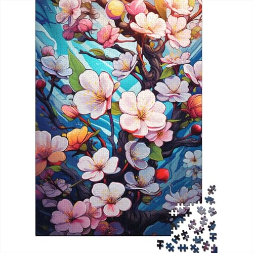 Puzzle für Erwachsene, farbenfrohe psychedelische Kirschblüten, 1000 Teile, Puzzle für Erwachsene, Holzpuzzle für Erwachsene und Kinder ab 12 Jahren, Puzzle, Mitmachspiel, 50 x 75 cm von LiJianXXO