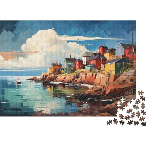 Puzzle für Erwachsene, farbenfrohe schwedische Ostküste, 1000-teiliges Puzzlespiel, Holzpuzzle für Erwachsene und Kinder ab 12 Jahren, Familienaktivität, Größe 50 x 75 cm von LiJianXXO