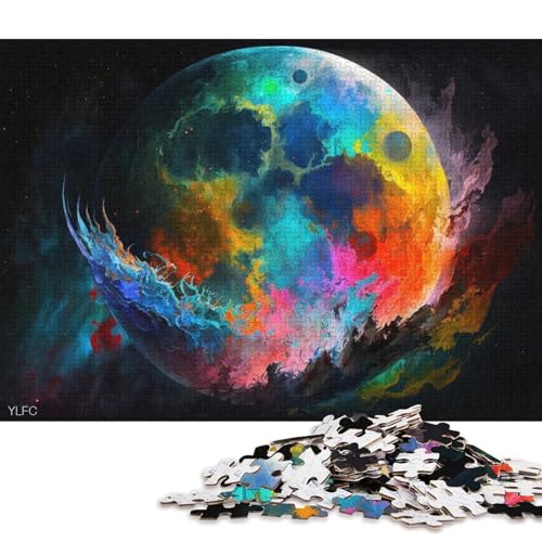 Puzzle für Erwachsene, farbenfroher Mond, lustiges Puzzle für Erwachsene, 1000-teiliges Kartonpuzzle für Erwachsene und Kinder, toll (Größe 38 * 26 cm) von LiJianXXO