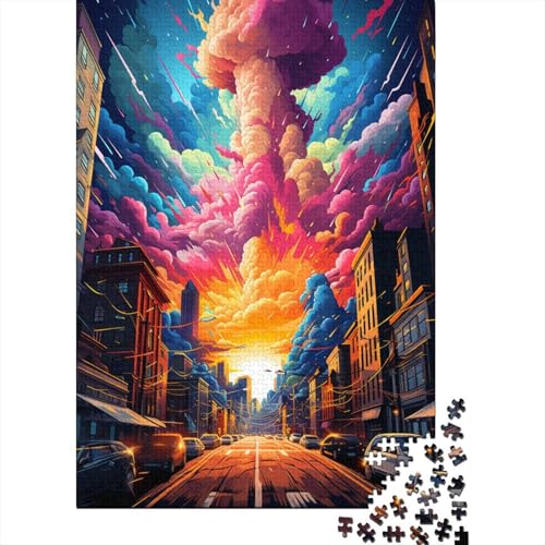 Puzzle für Erwachsene, farbenfrohes, psychedelisches, dynamisches Stadtbild, 1000 Teile, Puzzle für Erwachsene, Holzpuzzle für Erwachsene und Kinder ab 12 Jahren, Puzzle, Mitmachspiel, 50 x 75 cm von LiJianXXO