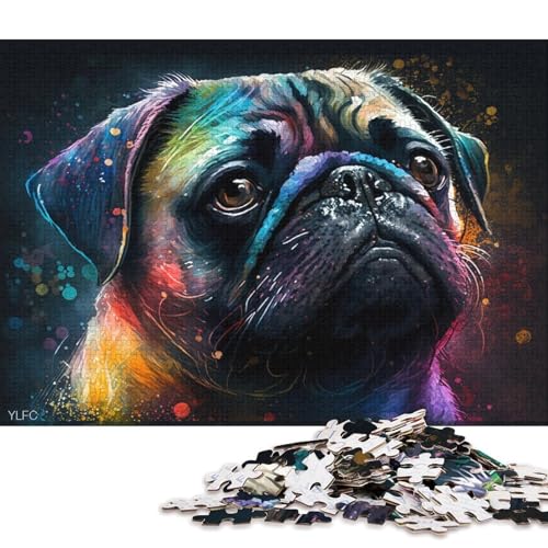 Puzzle für Erwachsene, farbenfrohes Mops-Puzzle für Erwachsene, 1000 Puzzle-Spielzeug, Holzpuzzle für Erwachsene und Kinder ab 12 Jahren, schwierig und herausfordernd (Größe 75 * 50 cm) von LiJianXXO