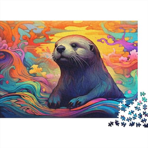 Puzzle für Erwachsene, farbenfrohes Otter-Puzzle für Erwachsene, 1000-teiliges Holzpuzzle, geeignet für Kinder ab 12 Jahren, tolle Größe 50 x 75 cm von LiJianXXO