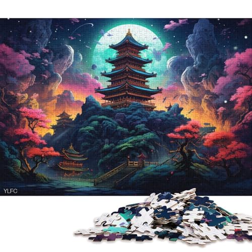 Puzzle für Erwachsene, japanische Tempelkunst, Puzzle für Erwachsene, 1000-teiliges Kartonpuzzle für Erwachsene und Kinder, Stressabbau-Spielzeug 38x26cm/1000 Teile von LiJianXXO