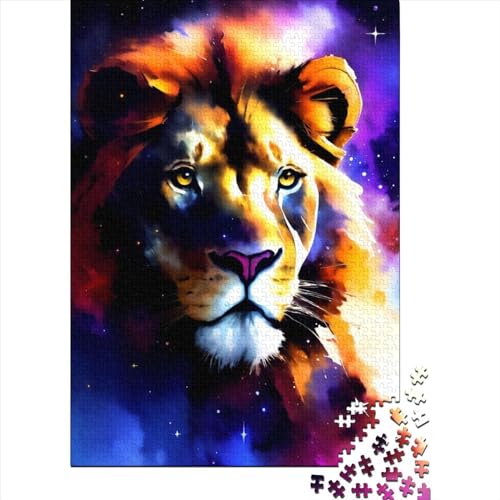 Puzzle für Erwachsene, kosmischer Löwe, 500 Teile, Holzpuzzle für Erwachsene und Kinder ab 12 Jahren, Lernspiel, Größe 52 x 38 cm von LiJianXXO