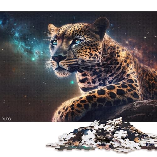 Puzzle für Erwachsene, kosmisches Galaxie-Leoparden-Puzzle für Erwachsene, 1000-teiliges Holzpuzzle für Erwachsene und Kinder, Stressabbau-Spielzeug 75x50cm/1000 Teile von LiJianXXO