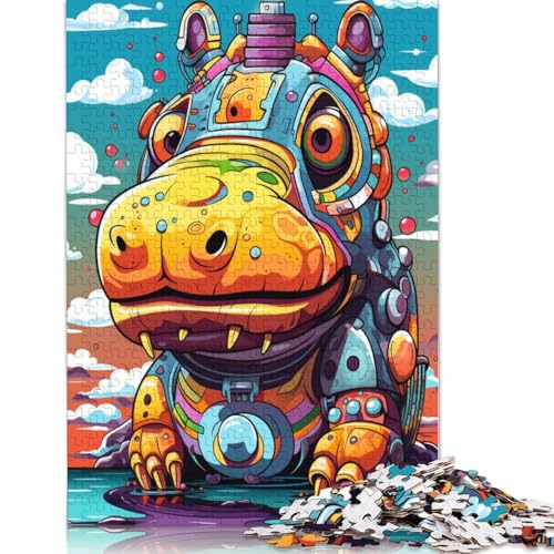 Puzzle für Erwachsene, süßer Nilpferd-Roboter für Erwachsene, 1000 Teile, Puzzle-Geschenke, Holzpuzzle für Erwachsene und Kinder ab 12 Jahren, Cartoon-Puzzle, 75 x 50 cm von LiJianXXO