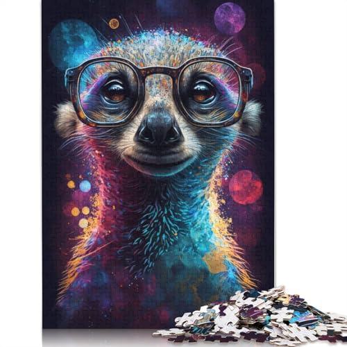 Puzzle für Erwachsene,Erdmännchen mit Brille,Puzzle für Erwachsene,1000 Teile,Holzpuzzle,geeignet für Erwachsene und Kinder über 12 Jahre,gutes Geschenk für Erwachsene und Kinder (Größe 75 x 50 cm) von LiJianXXO