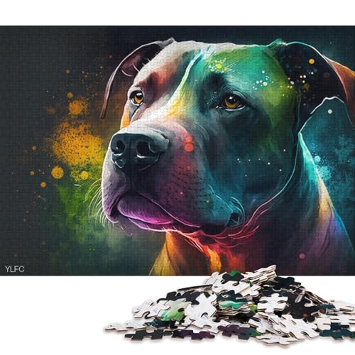 Puzzle für Erwachsene,Staffordshire Bull Terrier Hund für Erwachsene,1000-teiliges Puzzle,Lernspiele,Kartonpuzzle für Kinder ab 12 Jahren,lustiges Puzzle für die ganze Familie 38x26cm/1000 Teile von LiJianXXO