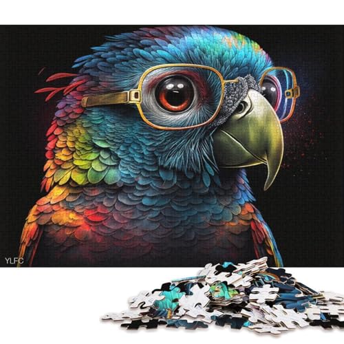 Puzzle für Erwachsene 1000 Stück, Papagei mit Brille, Puzzle für Kartonpuzzle, Puzzle – anspruchsvolles Spiel (Größe 38 * 26 cm) von LiJianXXO