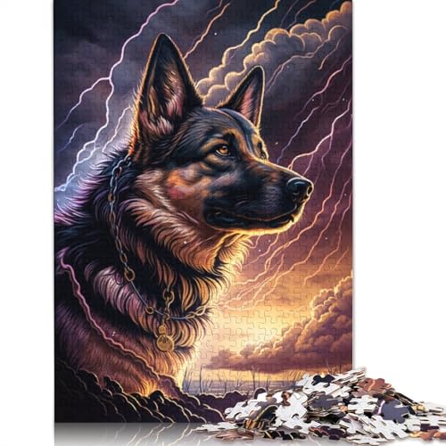 Puzzle für Erwachsene 1000 Teile, Fantasie-Puzzle mit deutschem Schäferhund, Puzzle für Kinder, Holzpuzzle, Lernspiel (Größe 75 x 50 cm) von LiJianXXO