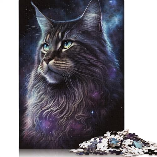 Puzzle für Erwachsene 1000 Teile, kosmische Maine-Coon-Katze, Puzzle für Kinder, Kartonpuzzle, Lernspiel (Größe 38 x 26 cm) von LiJianXXO