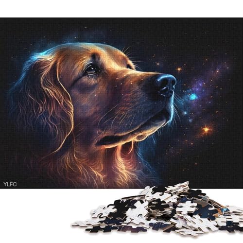 Puzzle für Erwachsene 1000 Teile, kosmisches Galaxie-Golden Retriever-Puzzle für Erwachsene, Holzpuzzle, Lernspiel für Erwachsene und Kinder (Größe 75 * 50 cm) von LiJianXXO