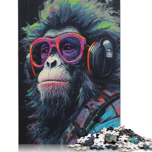 Puzzle für Erwachsene 1000 Teile AFFE mit Brille Puzzle für Erwachsene Kartonpuzzle Familienpuzzlespiel Größe: 38 x 26 cm von LiJianXXO