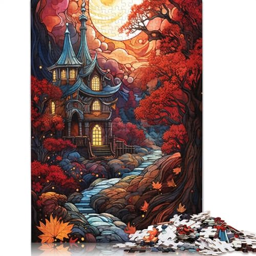 Puzzle für Erwachsene 1000 Teile Bunte Herbststraßen Puzzle für Erwachsene, Holzpuzzle, Familienpuzzlespiel, Größe: 75 x 50 cm von LiJianXXO