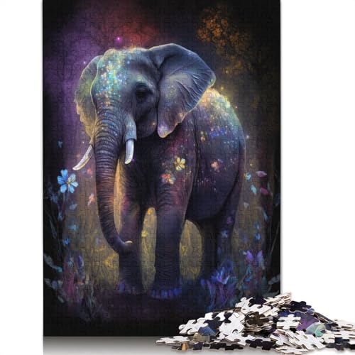 Puzzle für Erwachsene 1000 Teile Elefantenblumen Galaxie Puzzle für Kinder Holzpuzzle Spielzeug Denkspiel Größe: 75x50cm von LiJianXXO