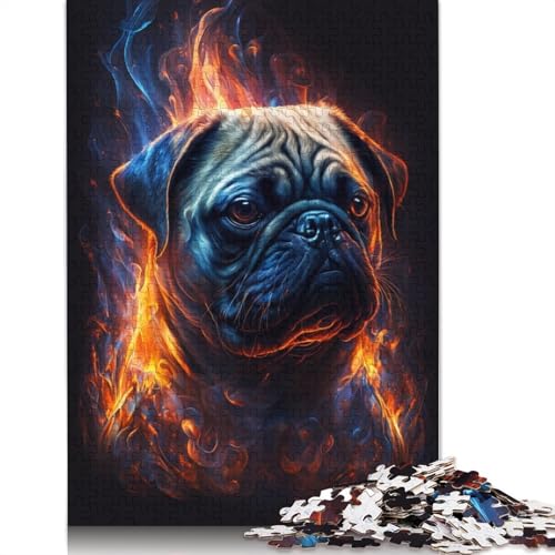 Puzzle für Erwachsene 1000 Teile Feuertier-Mops Puzzle für Kinder Holzpuzzle Spielzeug Denkspiel Größe: 75x50cm von LiJianXXO