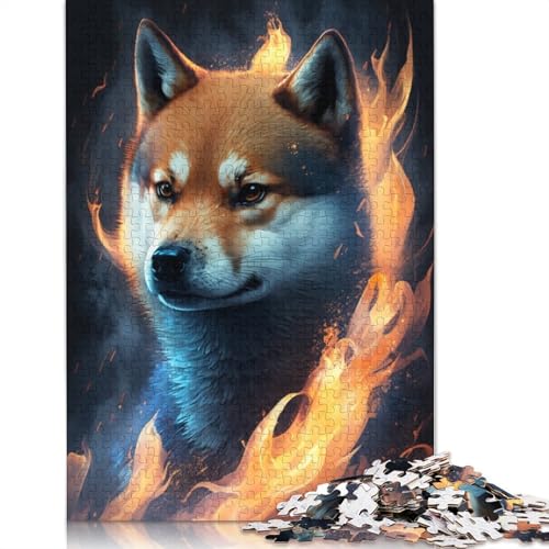 Puzzle für Erwachsene 1000 Teile Feuertier Shiba Inu Puzzle für Kinder Holzpuzzle Spielzeug Denkspiel Größe: 75x50cm von LiJianXXO