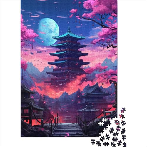 Puzzle für Erwachsene 1000 Teile Japanische Tempel Puzzle Holzpuzzle Geeignet für Erwachsene und Kinder über 12 Jahre Familienpuzzlespiel Größe: 75x50 cm von LiJianXXO