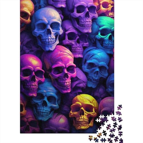 Puzzle für Erwachsene 500 Teile Totenkopf-Puzzle Holzpuzzle Geeignet für Erwachsene und Kinder über 12 Jahre Familienpuzzle Spielgröße 52x38cm von LiJianXXO