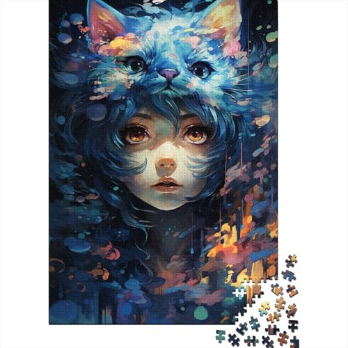 Puzzle für Erwachsene Blu-ray Catwomans farbenfrohes psychedelisches 1000-teiliges Puzzle Holzpuzzle für Erwachsene und Kinder ab 12 Jahren Tolles Geschenk 50 x 75 cm von LiJianXXO