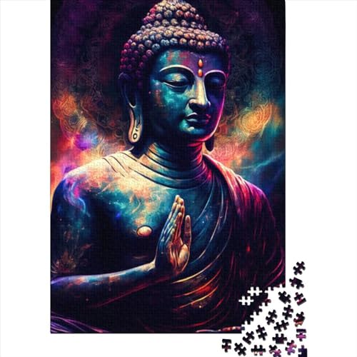 Puzzle für Erwachsene Buddha neben Lotus, 500-teiliges Puzzle, Holzpuzzle für Erwachsene und Jugendliche ab 12 Jahren, anspruchsvolles Spiel, Größe 52 x 38 cm von LiJianXXO