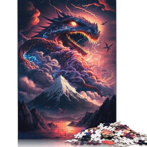 Puzzle für Erwachsene Der Fuji und der Drache Puzzle für Erwachsene, 1000 Puzzles aus Holz, geeignet für Erwachsene und Jugendliche ab 12 Jahren, tolles Geschenk für Erwachsene, Größe: 75 x 50 cm von LiJianXXO