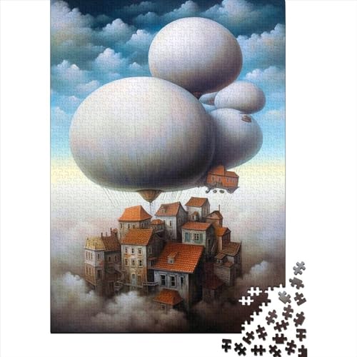 Puzzle für Erwachsene Die Fliegende Stadt und die Wolken, 300-teiliges Puzzle aus Holz für Erwachsene und Kinder ab 12 Jahren, Lernspiel, Größe 40 x 28 cm von LiJianXXO