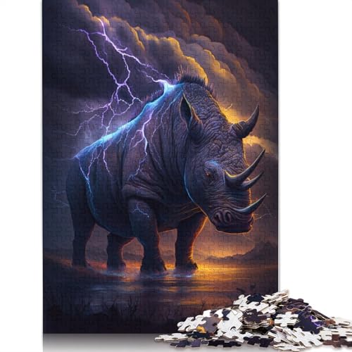 Puzzle für Erwachsene Fantasietier Nashorn 1000 Teile Puzzle für Erwachsene und Kinder ab 12 Jahren Holzpuzzle Lernspiele Größe: 75x50cm von LiJianXXO