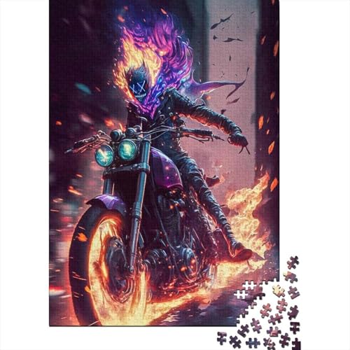 Puzzle für Erwachsene Ghost Rider 500-teiliges Puzzle Holzpuzzle für Erwachsene und Kinder ab 12 Jahren Puzzlespaß Puzzlespiele Größe 52x38cm von LiJianXXO