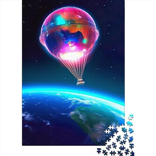 Puzzle für Erwachsene Heißluftballon im Weltraum, 300-teiliges Puzzle für Erwachsene, Holzpuzzle für Erwachsene und Kinder ab 12 Jahren, Lernspielzeug, Größe 40 x 28 cm von LiJianXXO