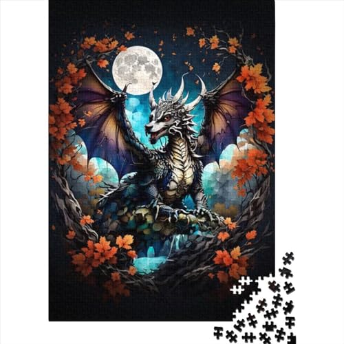 Puzzle für Erwachsene Mystischer Drache, 300-teiliges Puzzle für Erwachsene, Holzpuzzle, geeignet für Erwachsene und Kinder ab 12 Jahren, Rätselgröße 40 x 28 cm von LiJianXXO