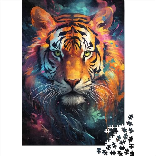 Puzzle für Erwachsene Nebula Tiger‘s farbenfrohes psychedelisches Puzzle mit 1000 Teilen für Erwachsene, Holzpuzzle für Erwachsene und Kinder ab 12 Jahren, Puzzle, praktisches Spiel, 50 x 75 cm von LiJianXXO