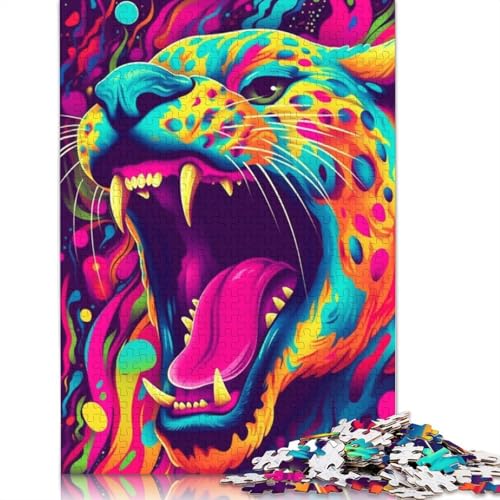 Puzzle für Erwachsene Psychedelic Panther 1000-teiliges Puzzle, Kartonpuzzle für Erwachsene und Kinder ab 12 Jahren, Entspannungspuzzlespiele, Größe: 38 x 26 cm von LiJianXXO