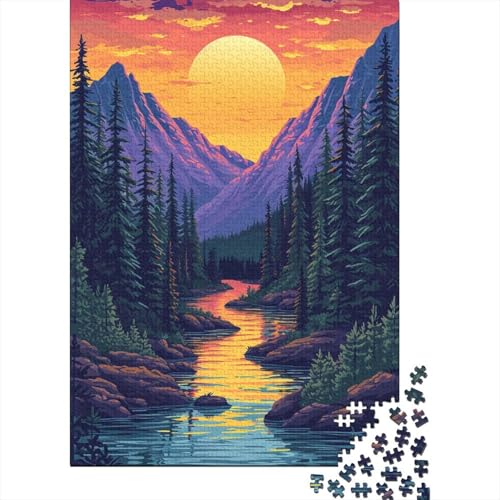 Puzzle für Erwachsene Seltsame und schöne Berge 1000-teiliges Puzzle Holzpuzzle Geeignet für Erwachsene zur Heimdekoration Größe: 75 x 50 cm von LiJianXXO