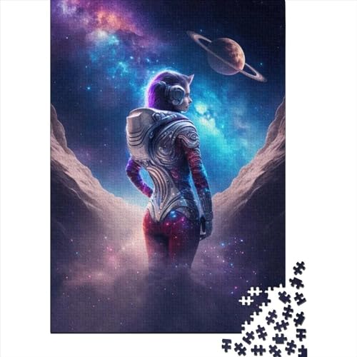 Puzzle für Erwachsene Space Cat, 300-teiliges Puzzle für Erwachsene, Holzpuzzle für Erwachsene und Kinder ab 12 Jahren, Lernspielzeug, Größe 40 x 28 cm von LiJianXXO