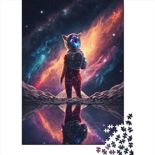 Puzzle für Erwachsene Space Cat, 300-teiliges Puzzle für Erwachsene, Holzpuzzle für Erwachsene und Kinder ab 12 Jahren, Lernspielzeug, Größe 40 x 28 cm von LiJianXXO