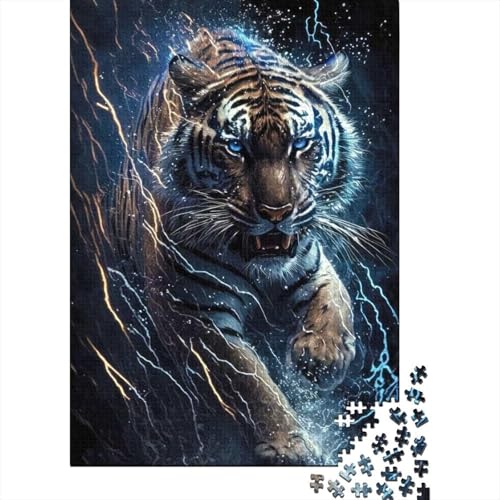 Puzzle für Erwachsene Tiger Power 300-teiliges Puzzle Holzpuzzle für Erwachsene und Kinder Anspruchsvolles Spiel Größe 40x28cm von LiJianXXO