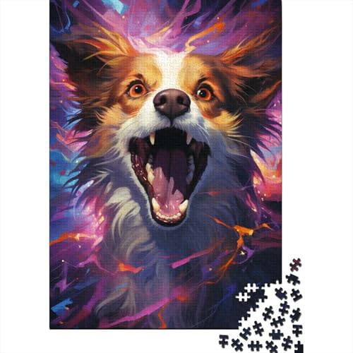 Puzzle für Erwachsene mit 1000 Teilen, farbenfrohe Kunst, psychedelische Hunde-Puzzles, schwieriges Puzzle, Lernspiele, Heimdekoration (Größe 75 x 50 cm) von LiJianXXO