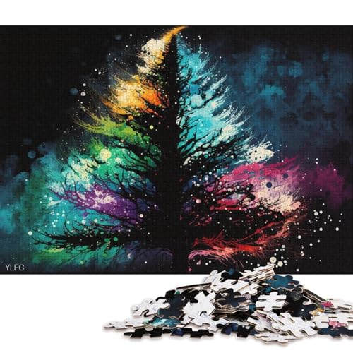 Puzzle für Erwachsene mit 1000 Teilen, farbenfrohes Weihnachtsbaum-Puzzle für Erwachsene, Holzpuzzle, lustige Puzzlespiele (Größe 75 * 50 cm) von LiJianXXO