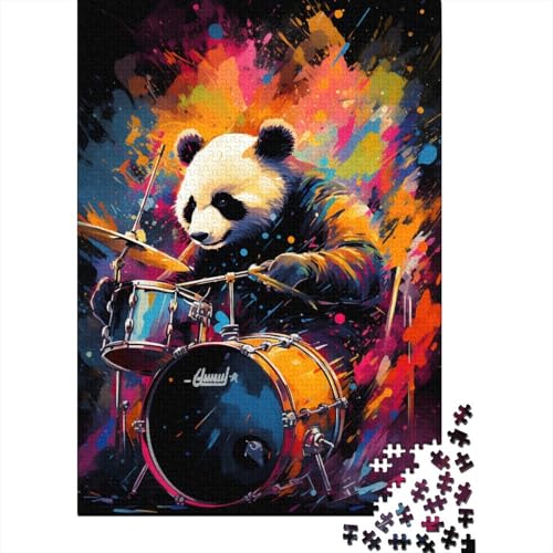 Puzzle für Erwachsene mit 1000 Teilen, farbenfrohes psychedelisches Gemälde, Panda, aus Holz, kreative Kunst, Puzzle, Geschenke, Puzzle für Erwachsene und Kinder (Größe 75 x 50 cm) von LiJianXXO