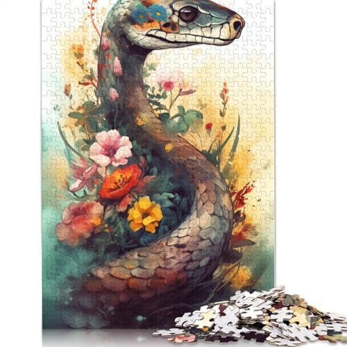 Puzzle für Erwachsene mit Aquarellschlange, 1000 Teile, Kartonpuzzle für Erwachsene und Kinder ab 12 Jahren, tolles Geschenk für Erwachsene, Größe: 38 x 26 cm von LiJianXXO