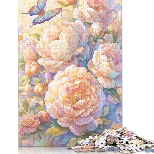 Puzzle für Erwachsene und Kinder, 1000 Teile, Blumen- und Schmetterlingspuzzle, Kartonpuzzle, Heimdekoration, Puzzlegröße: 38 x 26 cm von LiJianXXO