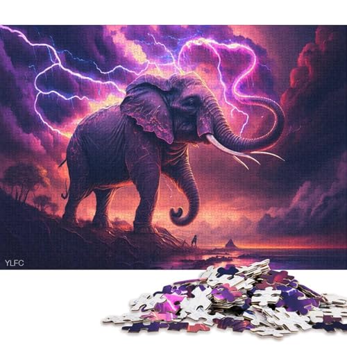 Puzzle für Erwachsene und Kinder, Art Dream Elephant, 1000-teiliges Puzzlespiel aus Pappe, Puzzles für Erwachsene und Kinder ab 12 Jahren, Heimkunstdekor 38x26cm/1000 Teile von LiJianXXO