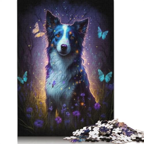 Puzzle für Erwachsene und Kinder, Border Collie Flower Galaxy, 1000-teiliges Puzzle, Kartonpuzzle für Kinder ab 12 Jahren, tolles Geschenk für Erwachsene, Größe: 38 x 26 cm von LiJianXXO