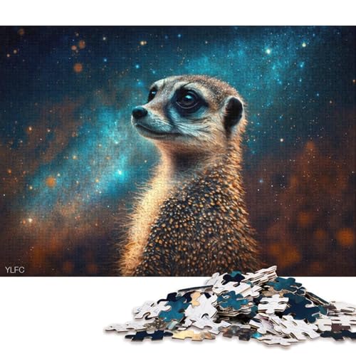 Puzzle für Erwachsene und Kinder, kosmisches Galaxie-Erdmännchen, 1000-teiliges Puzzlespiel, Holzpuzzle für Erwachsene und Kinder ab 12 Jahren, Heimkunstdekor 75x50cm/1000 Teile von LiJianXXO