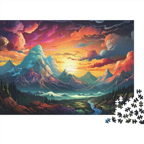 Puzzle für Erwachsene und Teenager,Psychedelische,farbenfrohe Landschaft,1000 Teile,Puzzle für Erwachsene,Holzpuzzle,geeignet für Erwachsene und Kinder ab 12 Jahren,tolles Geschenk für Erwachsene von LiJianXXO