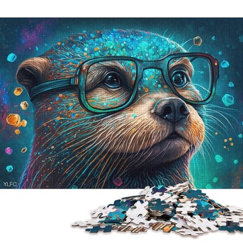 Puzzle für Kinder, Bunter Otter mit Brille, 1000-teiliges Puzzlespiel, Papppuzzle für Erwachsene und Kinder ab 12 Jahren, Lernspiel, Herausforderungsspielzeug (Größe 38 * 26 cm) von LiJianXXO